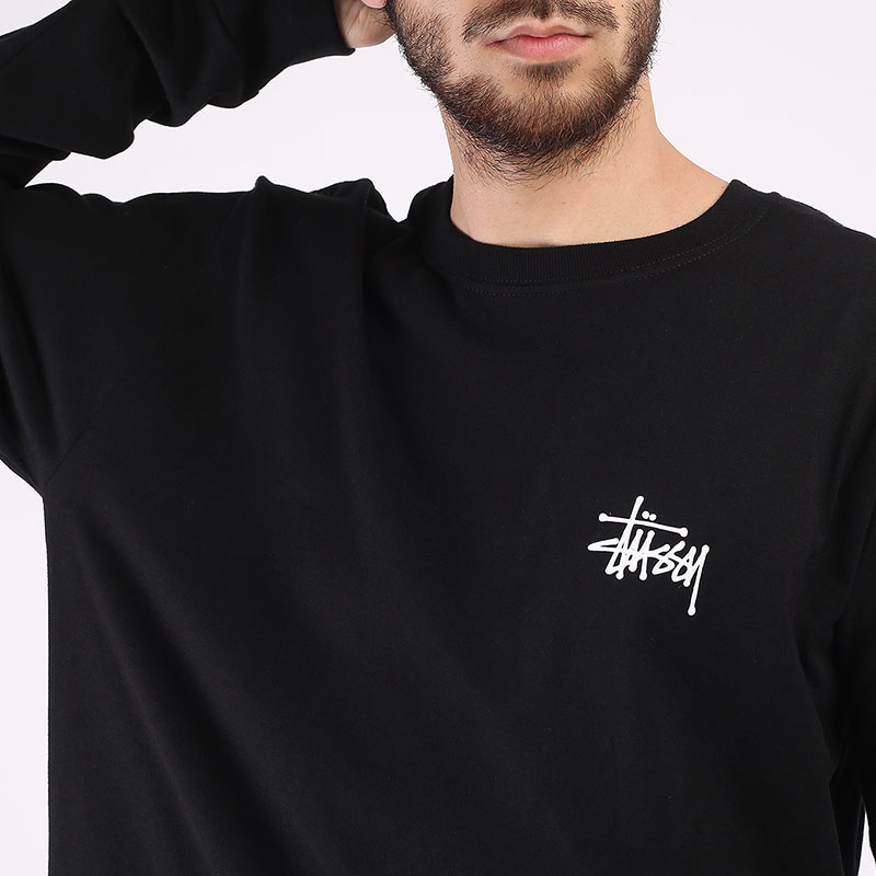   лонгслив Stussy Basic LS Tee 1994500-black - цена, описание, фото 2